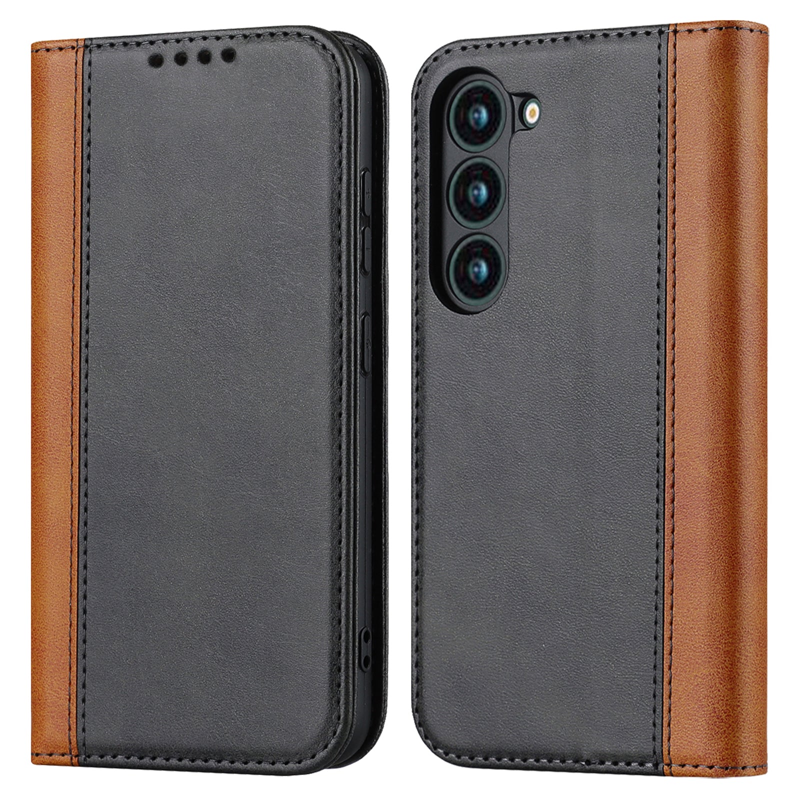 For Samsung Galaxy S23 Phone Cover Bi-color Splicing Magnetic Closure PU Leather Calf Texture Stand Flip Wallet Case For Samsung Galaxy S23 Phone Cover Bi-color Splicing Magnetic Closure PU Leather Calf Texture Stand Flip Wallet Case